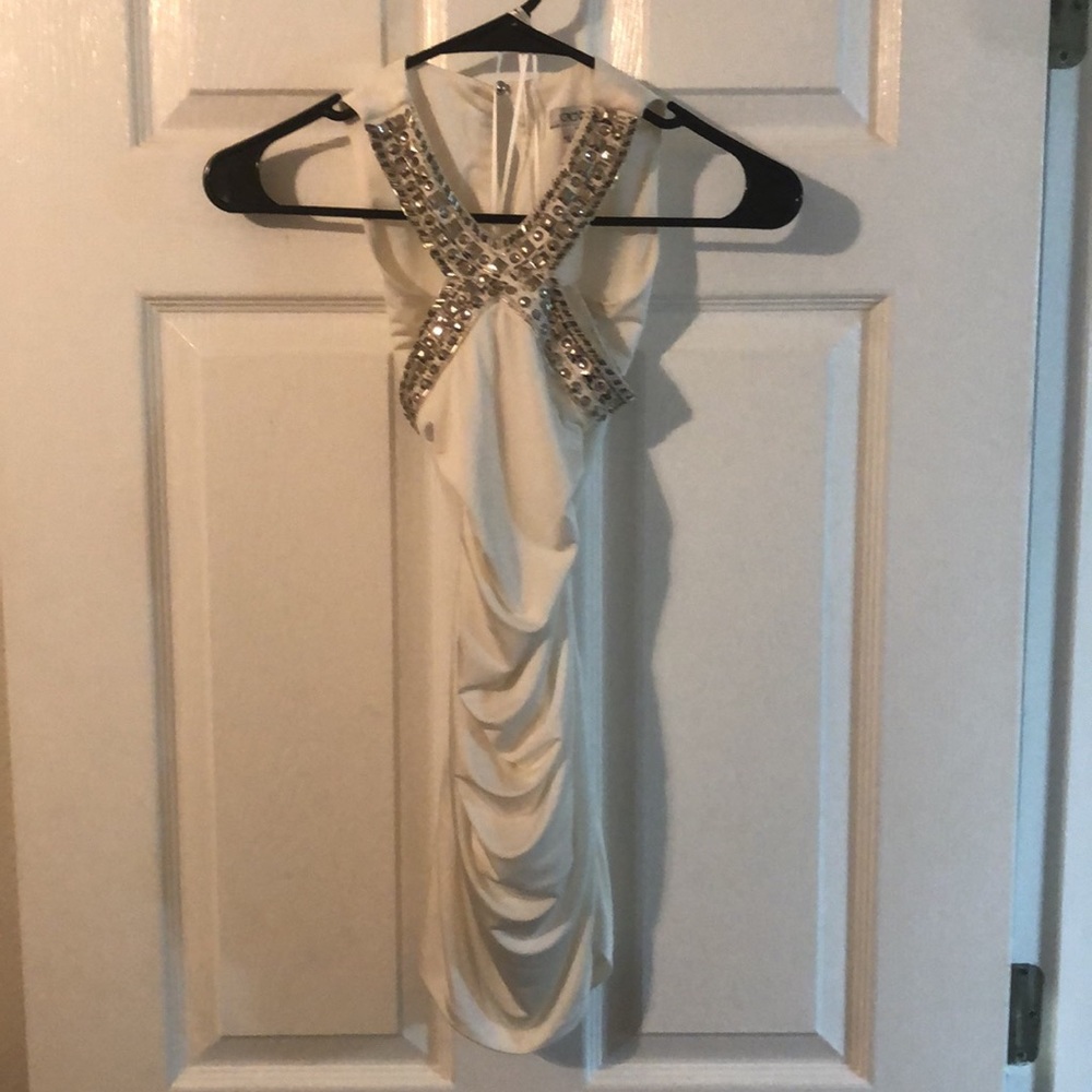 Gorgeous Cache’ Embellished and ruched cream top